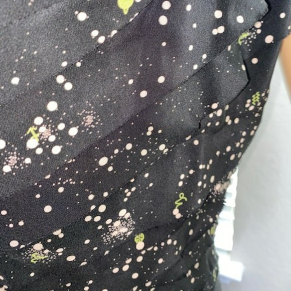 New! Tory Burch Silk Layered Ruffled Lea Black Stars Top Blouse Sz 12 - Picture 4 of 7